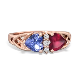 Tanzanite Celtic Knot Double Heart 14K Rose Gold ring R5040