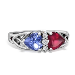 Tanzanite Celtic Knot Double Heart 14K White Gold ring R5040