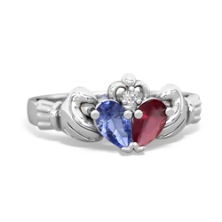 Tanzanite 'Our Heart' Claddagh 14K White Gold ring R2388