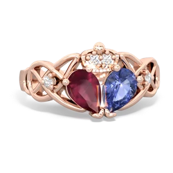 Tanzanite 'One Heart' Celtic Knot Claddagh 14K Rose Gold ring R5322