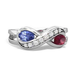 Tanzanite Diamond Infinity 14K White Gold ring R5390