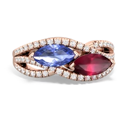 Tanzanite Diamond Rivers 14K Rose Gold ring R3070