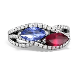 Tanzanite Diamond Rivers 14K White Gold ring R3070