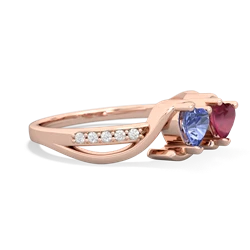 Tanzanite Side By Side 14K Rose Gold ring R3090