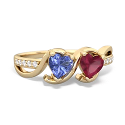 Tanzanite Side By Side 14K Yellow Gold ring R3090