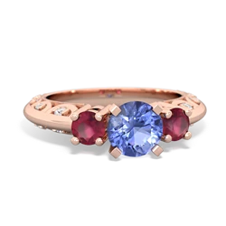 Tanzanite Art Deco Eternal Embrace Engagement 14K Rose Gold ring C2003