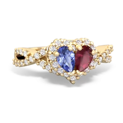 Tanzanite Diamond Twist 'One Heart' 14K Yellow Gold ring R2640HRT