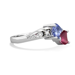 Tanzanite Snuggling Hearts 14K White Gold ring R2178