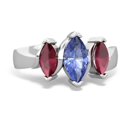 Tanzanite Three Peeks 14K White Gold ring R2433