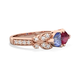 Tanzanite Diamond Butterflies 14K Rose Gold ring R5601