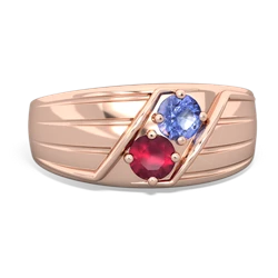 Tanzanite Men's Streamline 14K Rose Gold ring R0460