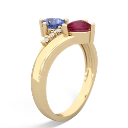 Tanzanite Heart To Heart 14K Yellow Gold ring R2064