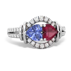 Tanzanite Art-Deco Keepsake 14K White Gold ring R5630