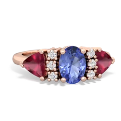 Tanzanite Antique Style Three Stone 14K Rose Gold ring R2186