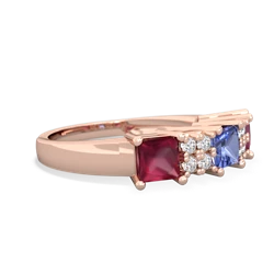 Tanzanite Three Stone Diamond Cluster 14K Rose Gold ring R2592