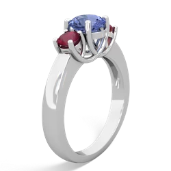 Tanzanite Three Stone Round Trellis 14K White Gold ring R4018