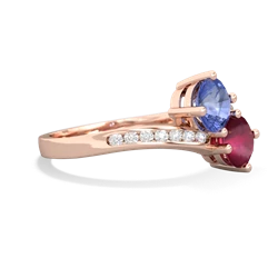 Tanzanite Channel Set Two Stone 14K Rose Gold ring R5303