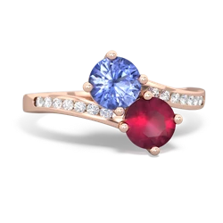 Tanzanite Channel Set Two Stone 14K Rose Gold ring R5303