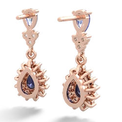 Tanzanite Halo Pear Dangle 14K Rose Gold earrings E1882