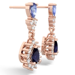 Tanzanite Halo Pear Dangle 14K Rose Gold earrings E1882