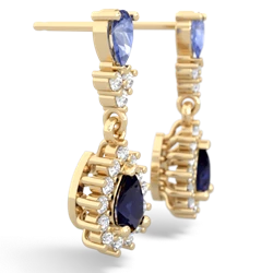 Tanzanite Halo Pear Dangle 14K Yellow Gold earrings E1882