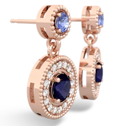 Tanzanite Halo Dangle 14K Rose Gold earrings E5319