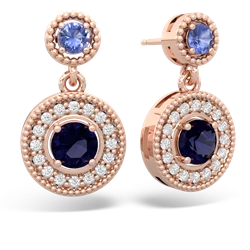 Tanzanite Halo Dangle 14K Rose Gold earrings E5319