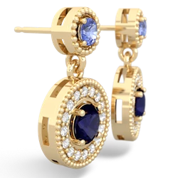 Tanzanite Halo Dangle 14K Yellow Gold earrings E5319