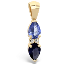 Tanzanite Bowtie Drop 14K Yellow Gold pendant P0865
