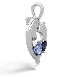 Tanzanite Dolphin Heart 14K White Gold pendant P5820