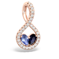 Tanzanite Pave Twist 'One Heart' 14K Rose Gold pendant P5360