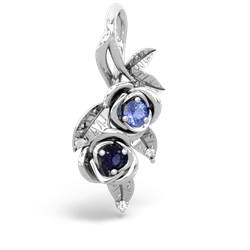 Tanzanite Rose Vine 14K White Gold pendant P5680