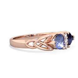 Tanzanite Celtic Knot Double Heart 14K Rose Gold ring R5040