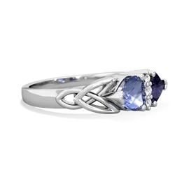 Tanzanite Celtic Knot Double Heart 14K White Gold ring R5040