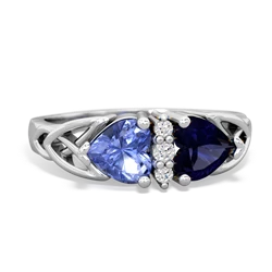 Tanzanite Celtic Knot Double Heart 14K White Gold ring R5040