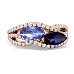 Tanzanite Diamond Rivers 14K Rose Gold ring R3070