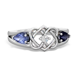 Tanzanite Hearts Intertwined 14K White Gold ring R5880