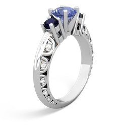 Tanzanite Art Deco Eternal Embrace Engagement 14K White Gold ring C2003