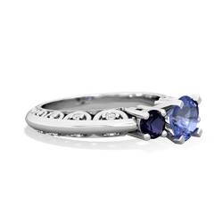 Tanzanite Art Deco Eternal Embrace Engagement 14K White Gold ring C2003