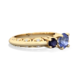 Tanzanite Art Deco Eternal Embrace Engagement 14K Yellow Gold ring C2003