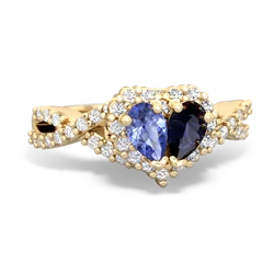 Tanzanite Diamond Twist 'One Heart' 14K Yellow Gold ring R2640HRT