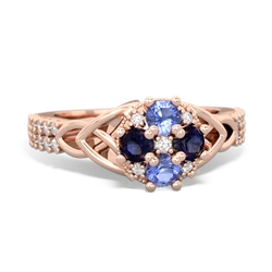 Tanzanite Celtic Knot Cluster Engagement 14K Rose Gold ring R26443RD