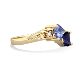 Tanzanite Snuggling Hearts 14K Yellow Gold ring R2178