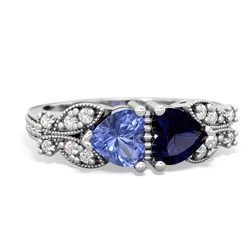 Tanzanite Diamond Butterflies 14K White Gold ring R5601