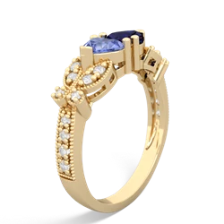 Tanzanite Diamond Butterflies 14K Yellow Gold ring R5601