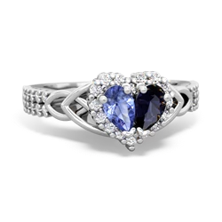Tanzanite Celtic Knot Two Hearts As One 14K White Gold ring R2644HRT