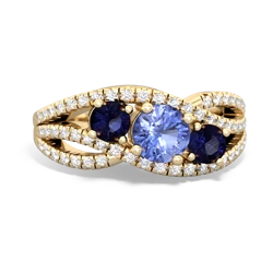 Tanzanite Three Stone Aurora 14K Yellow Gold ring R3080