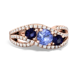 Tanzanite Three Stone Aurora 14K Rose Gold ring R3080