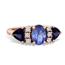 Tanzanite Antique Style Three Stone 14K Rose Gold ring R2186