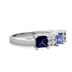 Tanzanite Three Stone Diamond Cluster 14K White Gold ring R2592